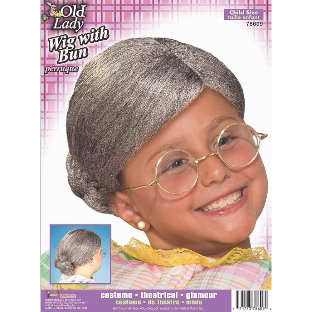 Rubies Unisex Old Lady Wig with Bun One Size Grey Costume Accessory F78609